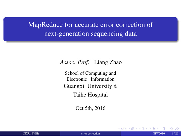 mapreduce for accurate error correction of next