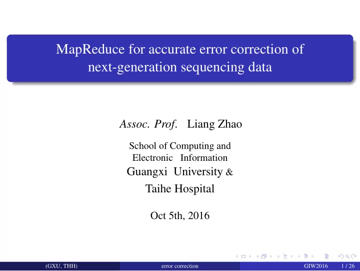 mapreduce for accurate error correction of next