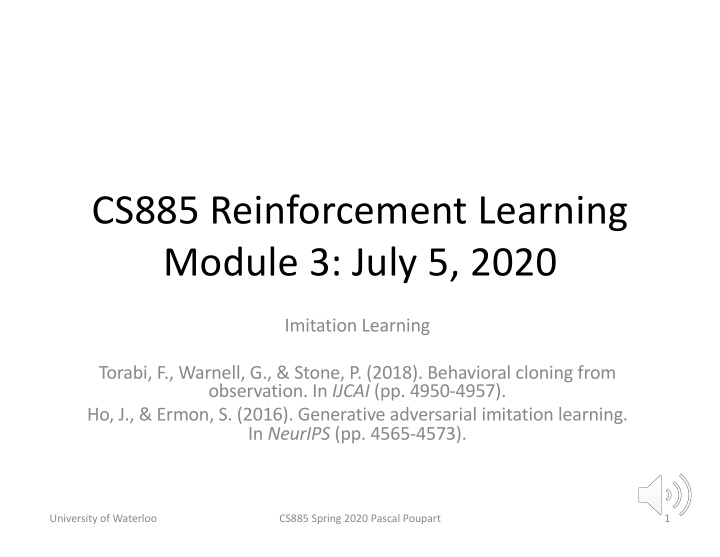cs885 reinforcement learning module 3 july 5 2020