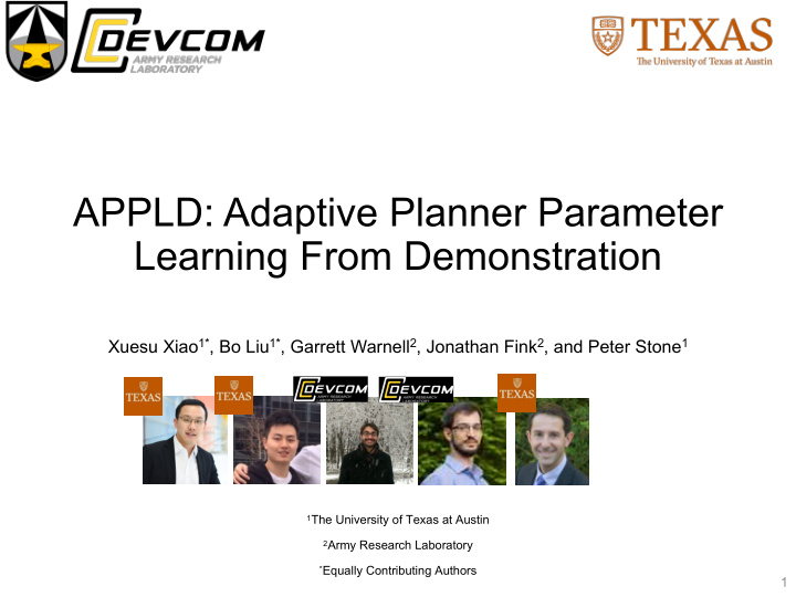 appld adaptive planner parameter learning from