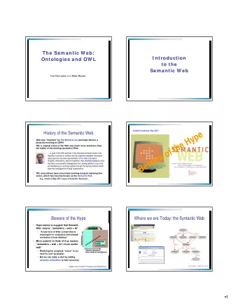 Beware of the Hype  History of the Semantic Web    Web was invented by Tim Berners-Lee