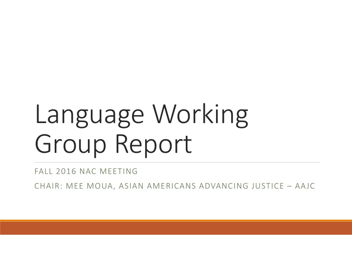language working group report
