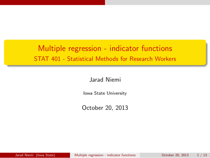 multiple regression indicator functions