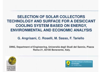 SELECTION OF SOLAR COLLECTORS  TECHNOLOGY AND SURFACE FOR A DESICCANT  COOLING SYSTEM BASED ON