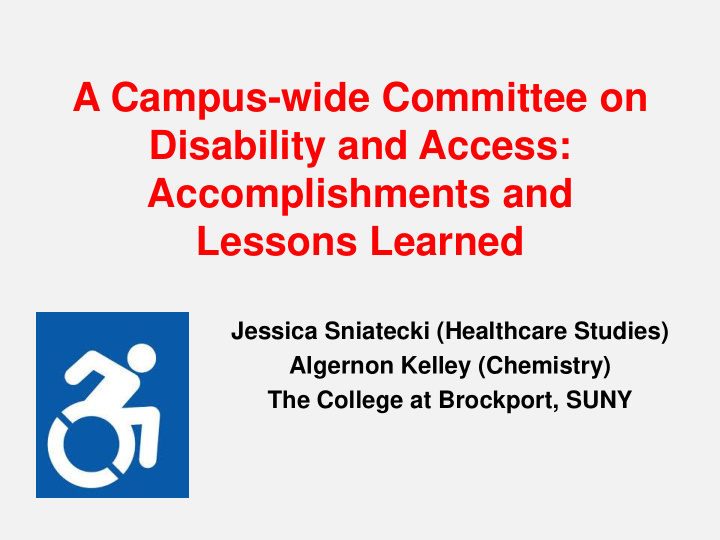 a campus wide committee on disability and access