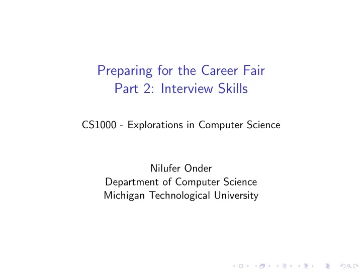 preparing for the career fair part 2 interview skills