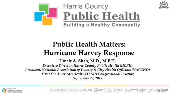 public health matters hurricane harvey response