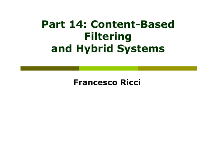 part 14 content based filtering and hybrid systems