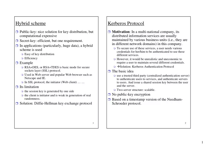 hybrid scheme kerberos protocol