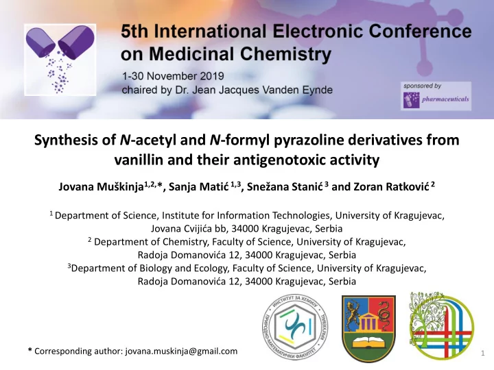 synthesis of n acetyl and n formyl pyrazoline derivatives
