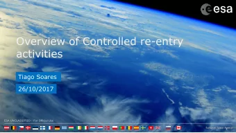 Overview of Controlled re-entry  activities  Tiago Soares  26/10/2017  ESA UNCLASSIFIED - For