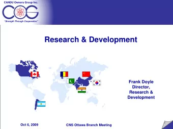 Research &amp; Development  Frank Doyle  Director,  Research &amp;  Development  1  Oct 6, 2009