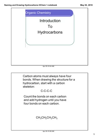 Naming and Drawing Hydrocarbons HChem 1.notebook  May 02, 2018  Apr 2510:04 AM  Apr 2510:06 AM