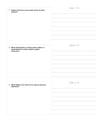 Slide 1 / 78  1  Organic life forms must contain atoms of which  element?  Slide 2 / 78  2  What