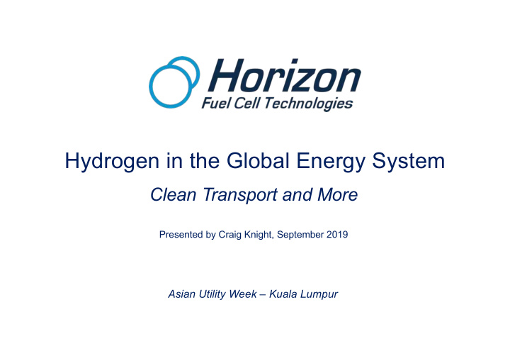 hydrogen in the global energy system