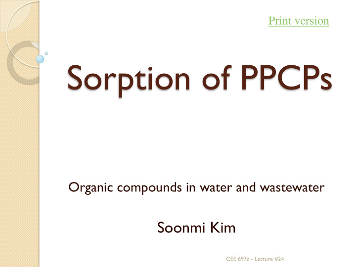 sorption of ppcps