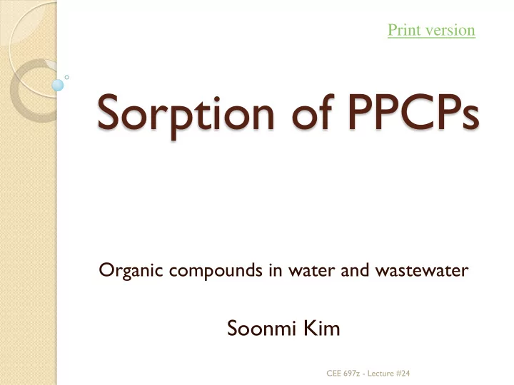 sorption of ppcps