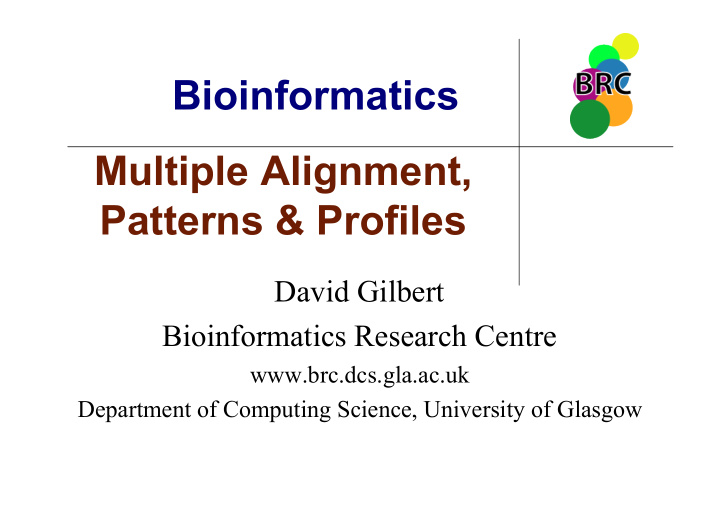 bioinformatics multiple alignment patterns profiles