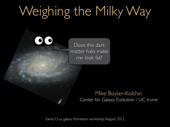 Weighing the Milky Way  Does this dark  matter halo make  me look fat?  Mike Boylan-Kolchin  Center