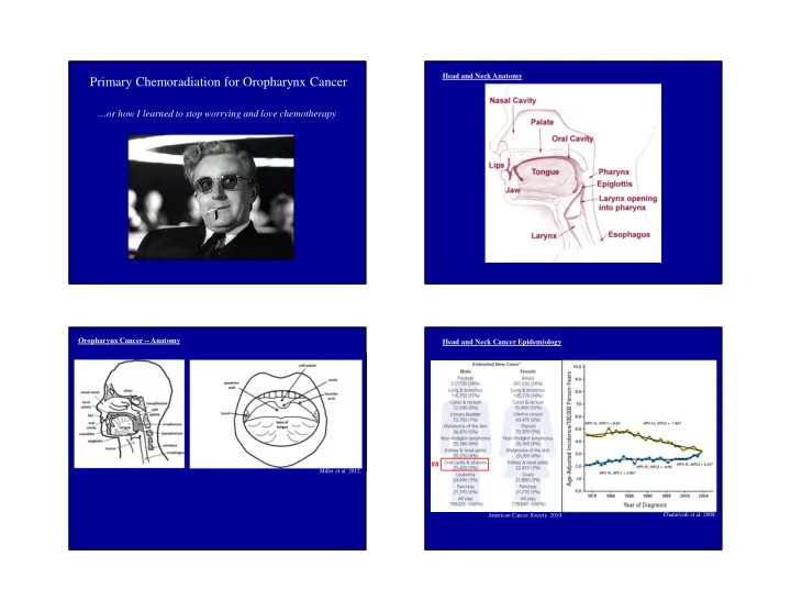 primary chemoradiation for oropharynx cancer