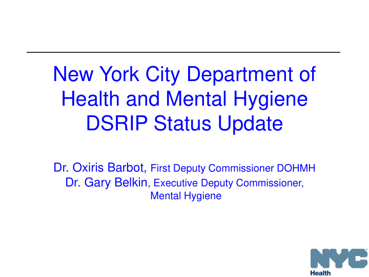 new york city department of health and mental hygiene
