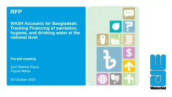 RFP  WASH Accounts for Bangladesh:  Tracking Financing of sanitation,  hygiene, and drinking water