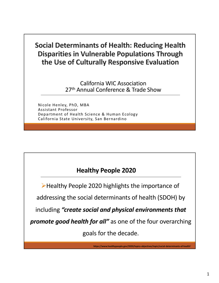 social determinants of health reducing health disparities