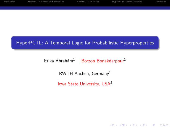 hyperpctl a temporal logic for probabilistic