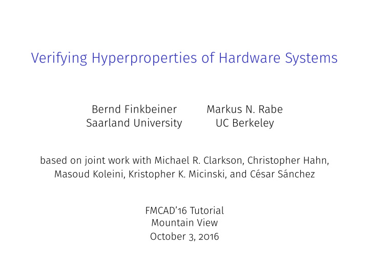 verifying hyperproperties of hardware systems