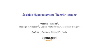 Scalable Hyperparameter Transfer learning Valerio Perrone  , Rodolphe Jenatton  , C edric