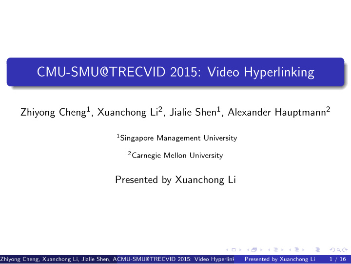 cmu smu trecvid 2015 video hyperlinking