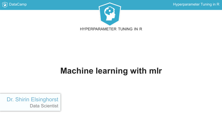 machine learning with mlr