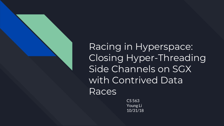 racing in hyperspace closing hyper threading side