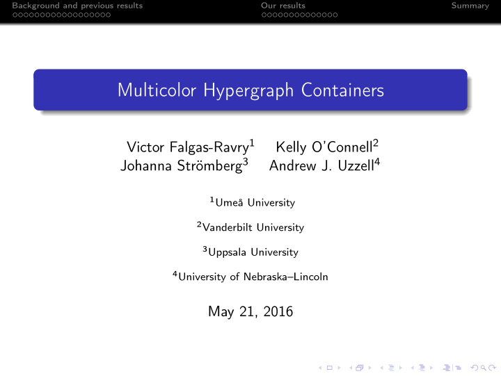 multicolor hypergraph containers