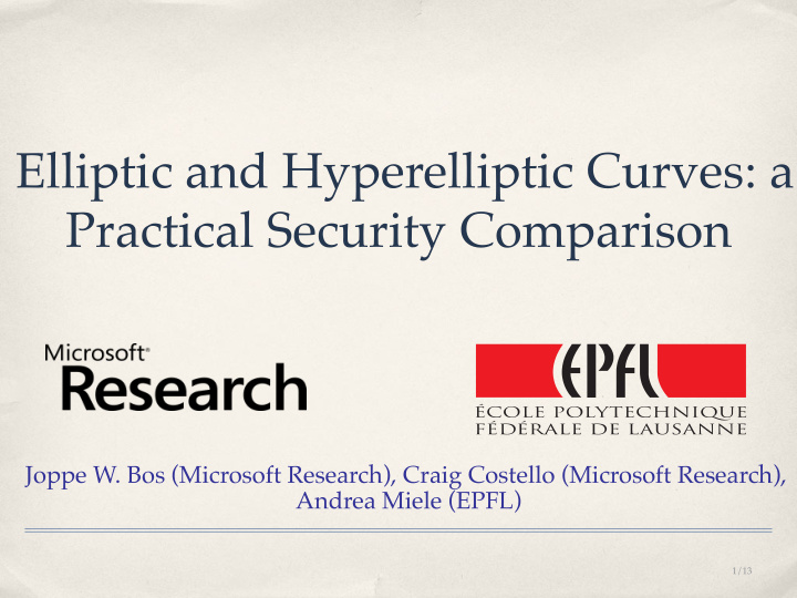 elliptic and hyperelliptic curves a practical security
