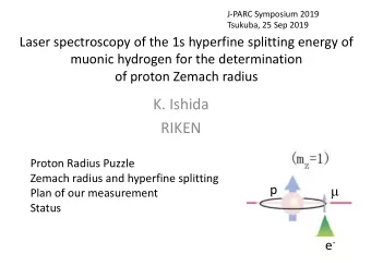 K. Ishida  RIKEN  Proton Radius Puzzle  Zemach radius and hyperfine splitting    p  Plan of our