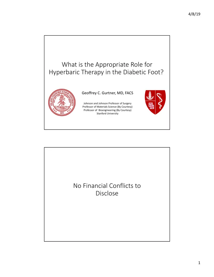 what is the appropriate role for hyperbaric therapy in