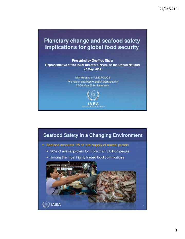 planetary change and seafood safety implications for