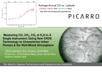 Measuring CO, CH 4 , CO 2 &amp; H 2 O in A  Single Instrument; Using New CRDS  Technology to