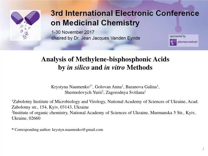 analysis of methylene bisphosphonic acids by in silico