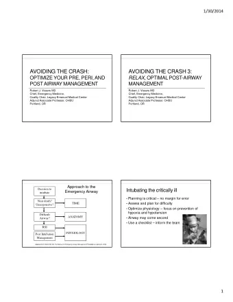 AVOIDING THE CRASH:  AVOIDING THE CRASH 3:  OPTIMIZE YOUR PRE, PERI, AND RELAX, OPTIMAL POST-AIRWAY