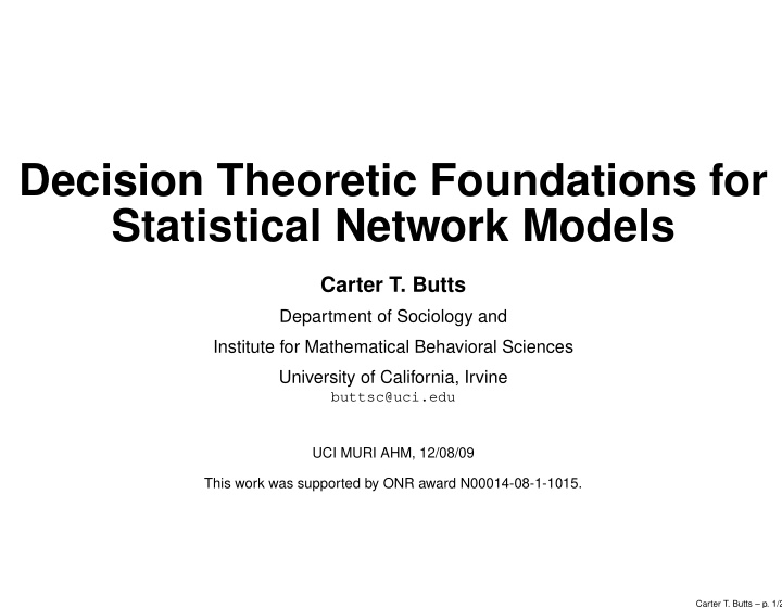 decision theoretic foundations for statistical network