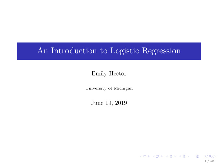 an introduction to logistic regression