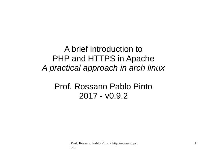 a brief introduction to php and https in apache a