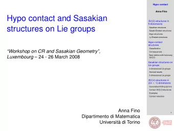 Hypo contact and Sasakian SU ( 2 ) -structures in  5-dimensions  structures on Lie groups  Sasakian