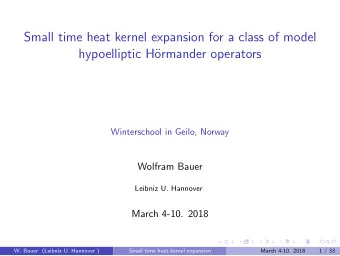 Small time heat kernel expansion for a class of model  hypoelliptic H  ormander operators
