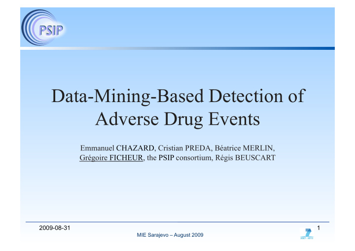 data mining based detection of adverse drug events