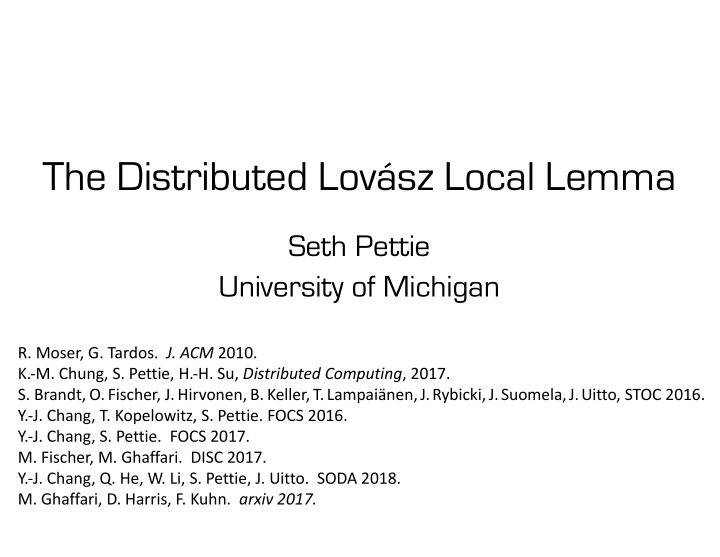 the distributed lov sz local lemma