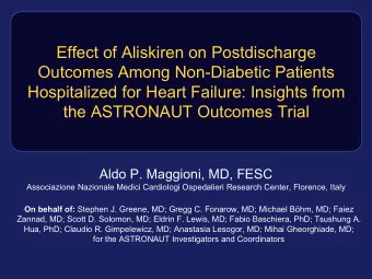Effect of Aliskiren on Postdischarge  Outcomes Among Non-Diabetic Patients  Hospitalized for Heart