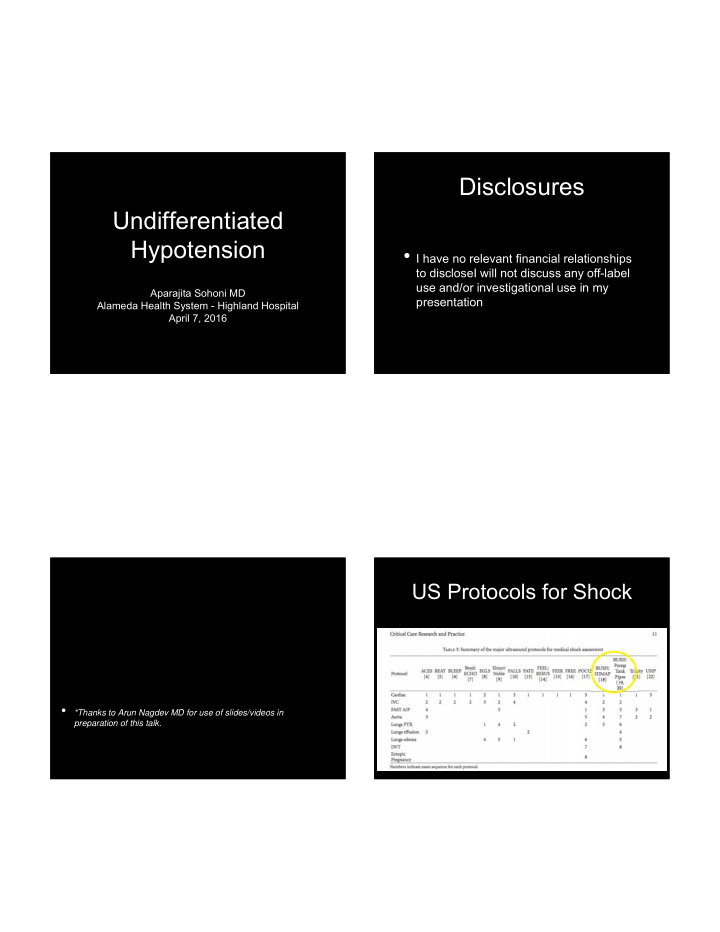 disclosures undifferentiated hypotension